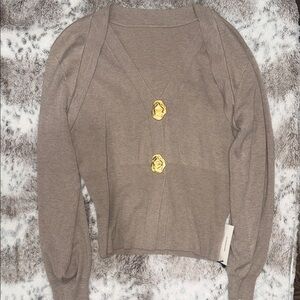 Commense Brown Cardigan with Gold Buttons